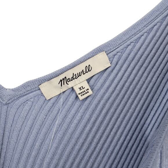 Madewell Signature Knit Button Front Sweater Tank Craft Blue Size XL NWT - Picture 3 of 5